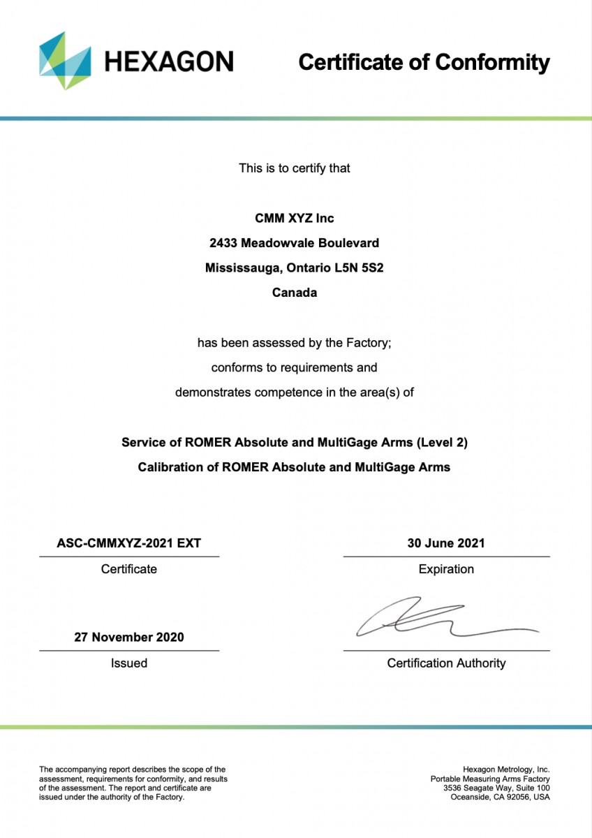 ISO Certificates CMM Certification CMM Inc.